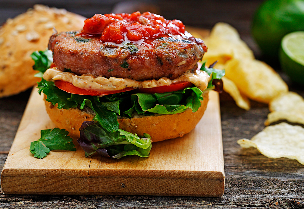 Chicken Parsley Burger with canola oil