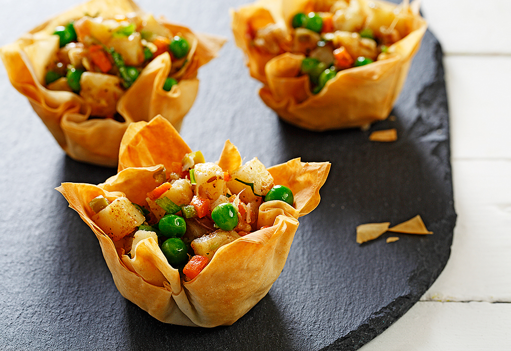 Chili Spiked Potatoes in Phyllo Cups