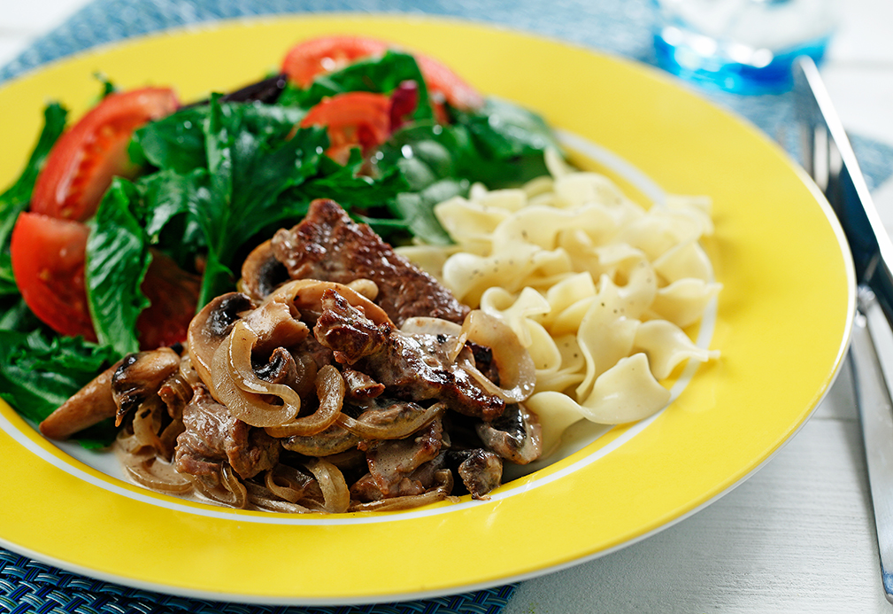 Creamy Beef, Mushrooms, and Noodles made with canola oil