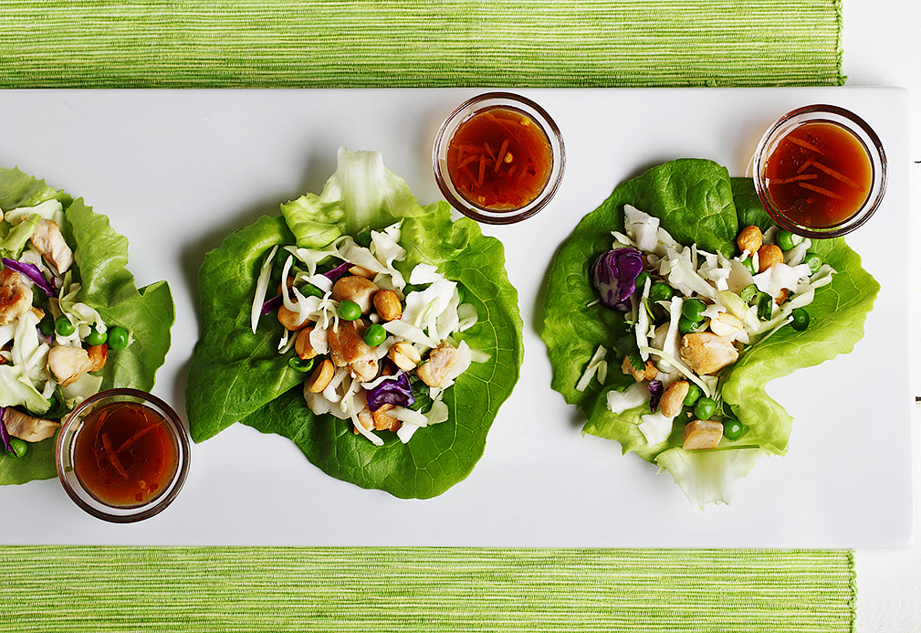 Crunchy Chicken Cilantro Lettuce Wraps recipe made with canola in partnership with the American Diabetes Association 