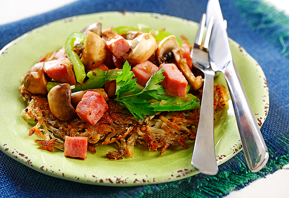 Hash Browns with Ham and Chunky Vegetables recipe made with canola oil by the American Diabetes Association