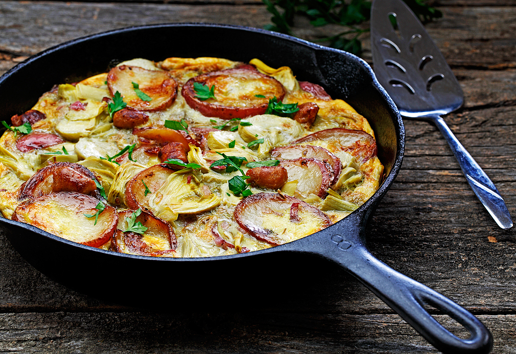 Frittata de papas y salchicha de pollo 