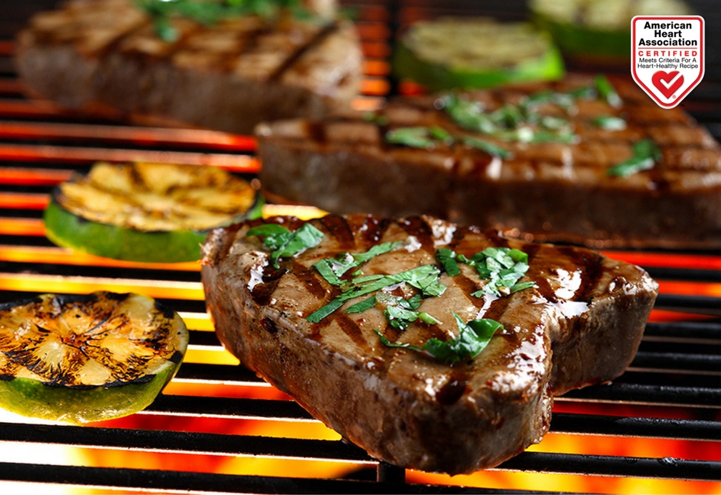 Grilled Tuna Steaks with Cilantro and Basil