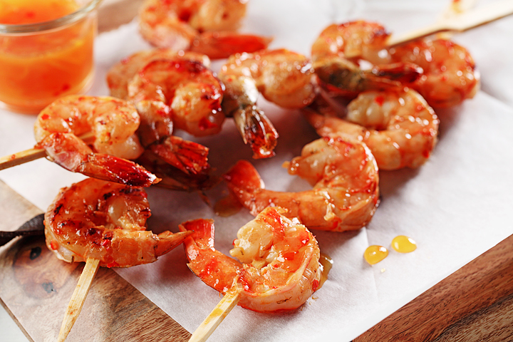 Grilled Shrimp with Sweet Hot Sauce recipe made with canola oil by the American Diabetes Association