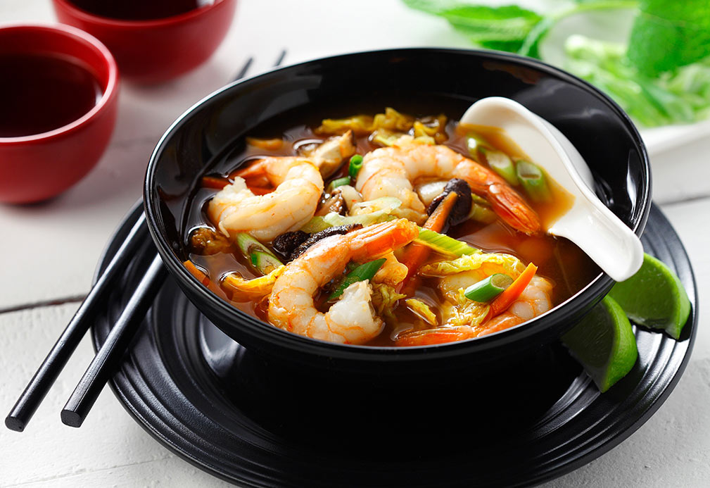 Soupe asiatique aux crevettes