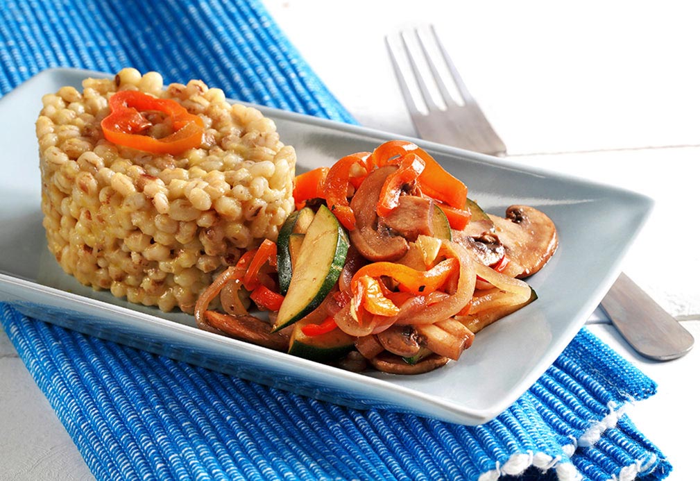 Cebada con vegetales caramelizados