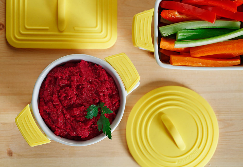 Beet Hummus recipe made with canola oil