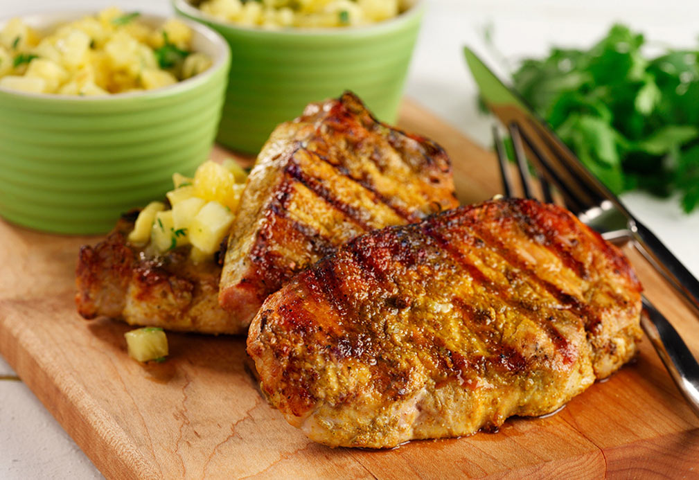 Caribbean Grilled Pork with Tropical Salsa made with canola oil