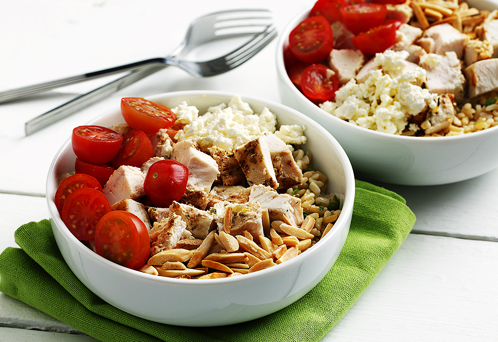 Chicken and Feta Grain Bowls recipe made with canola oil by Nancy Hughes