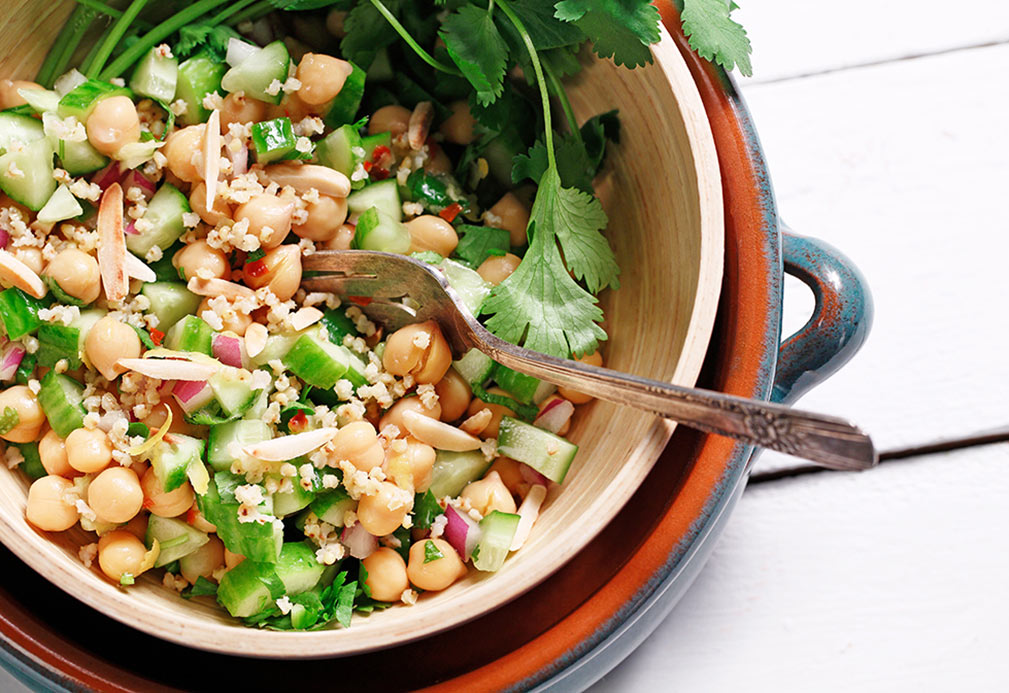 Chickpea and Millet Grain Salad recipe made with canola oil by Nancy Hughes