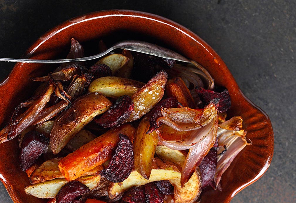 Chili Roasted Root Vegetables recipe made with canola oil by Nancy Hughes