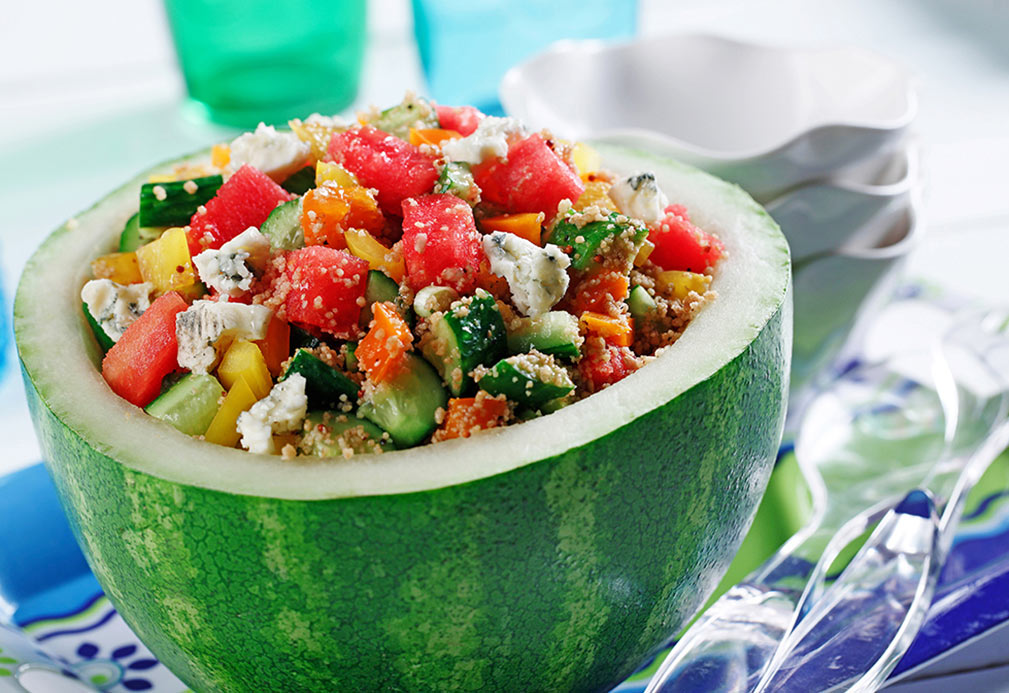 Couscous, Watermelon and Gorgonzola Salad recipe made with canola oil by George Geary