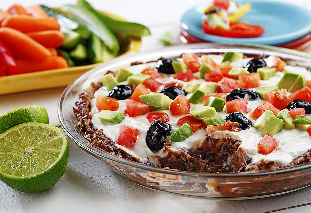 Creamy Black Bean Stack Dip recipe made with canola oil by the American Diabetes Association