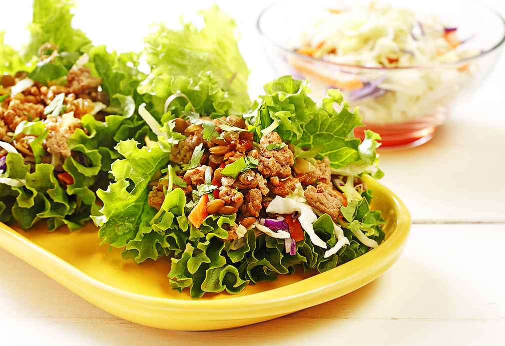 Crunchy Turkey Lentil Lettuce Wraps