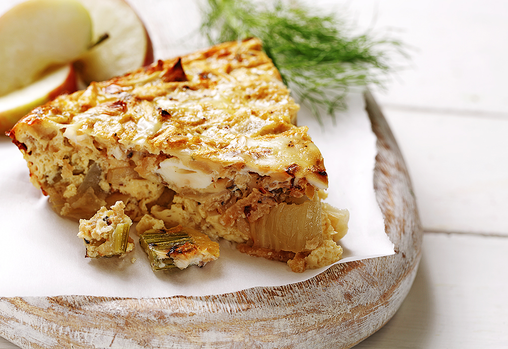 Crustless Apple and Roasted Fennel Quiche