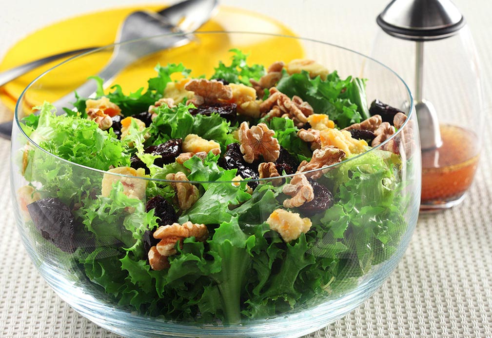 Endive Salad with Prunes Stilton and Walnuts made with canola oil