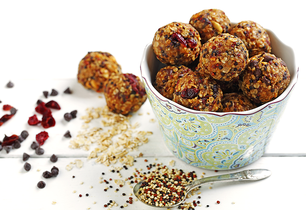 Freezer Quinoa Peanut Butter Oat Balls recipe made with canola oil by Nancy Hughes