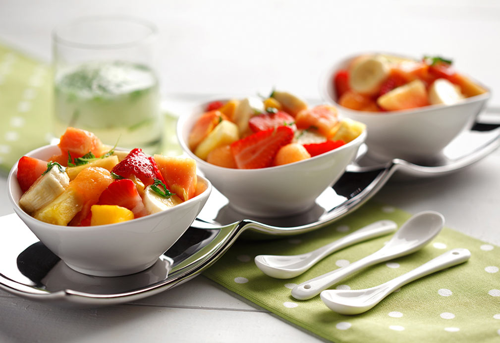 Fruit Salad with Mojito Dressing with canola oil