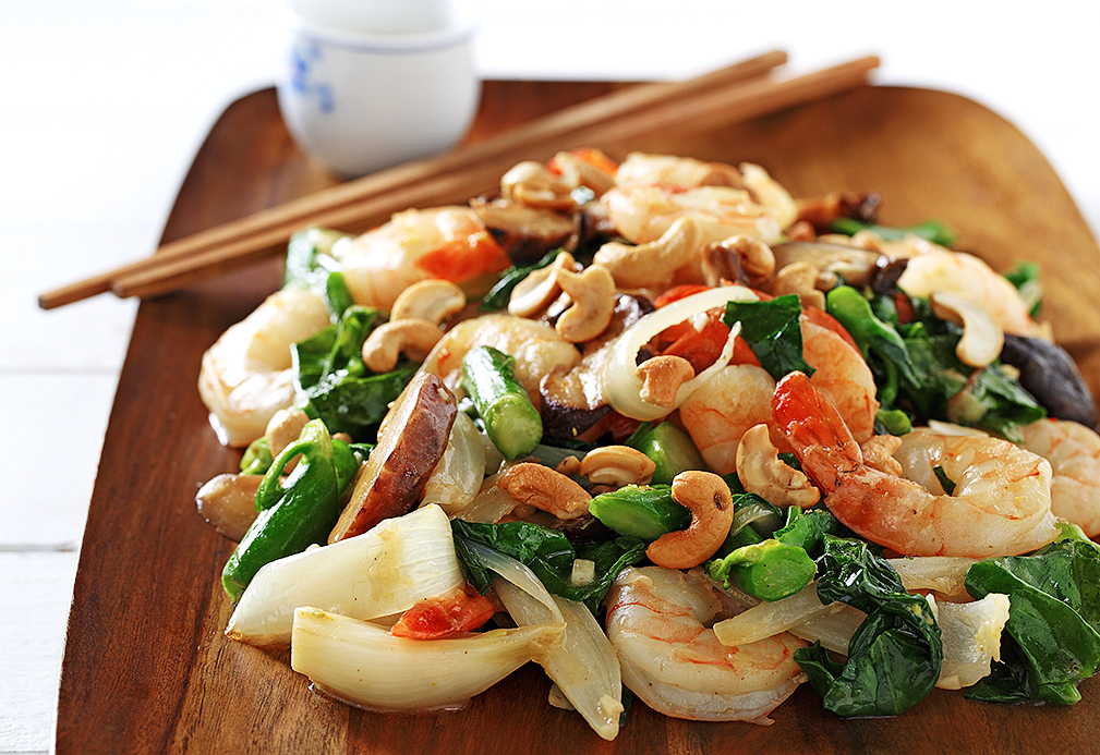 Ginger Shrimp With Gai Lan recipe made with canola oil