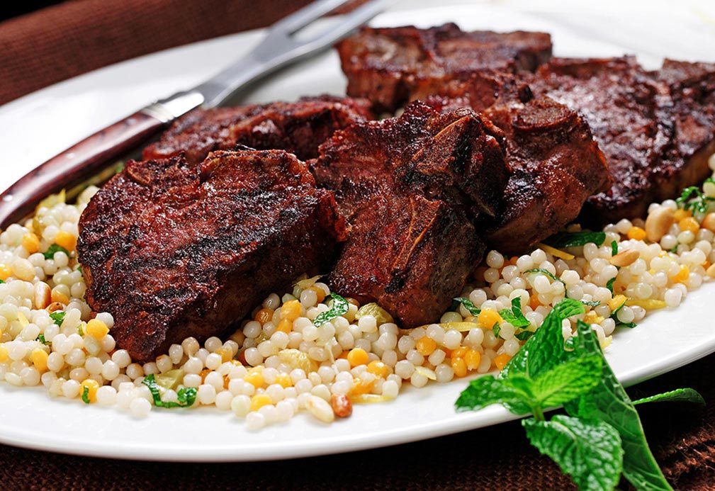 Grilled Lamb Chops with Fresh Ginger Couscous recipe made with canola oil by Nancy Hughes
