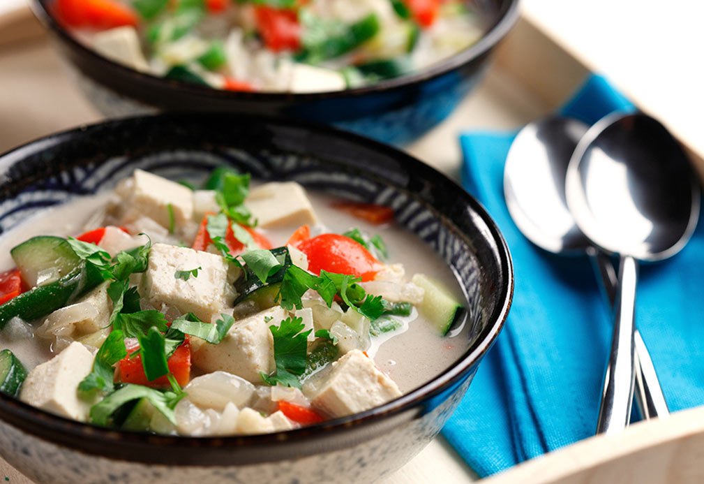 Indonesian Tofu Stew with Spring Vegetables recipe made with canola oil by Patricia Chuey