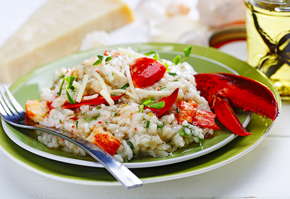 Lobster Risotto with Savory Vanilla Bean Canola Oil recipe made with canola oil by the The Culinary Institute of America