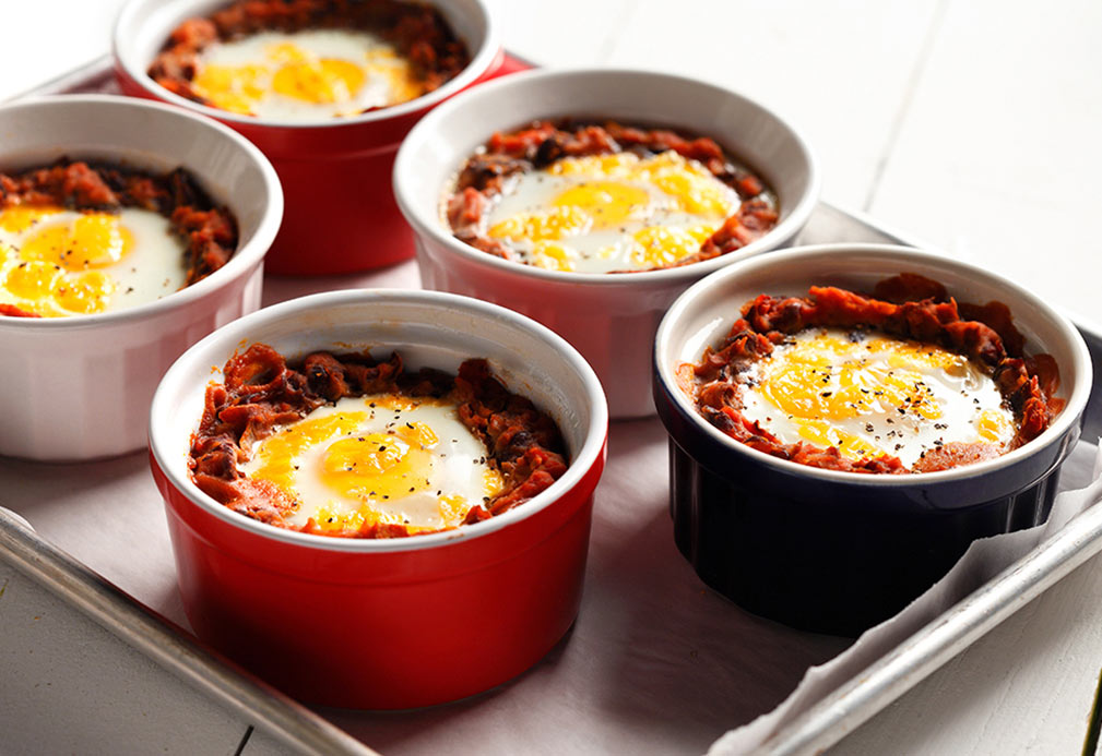 Mexican Baked Eggs on Black Beans