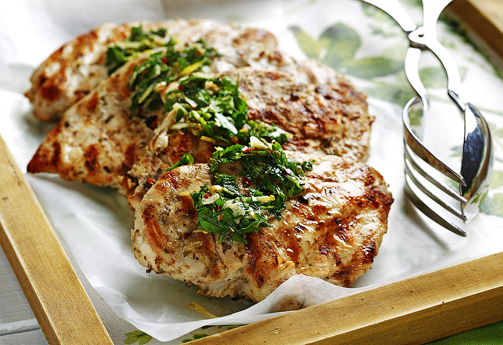 Mint-Parsley Lemon Chicken recipe made with canola oil by Nancy Hughes