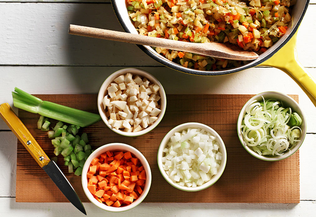 Mirepoix recipe made with canola oil