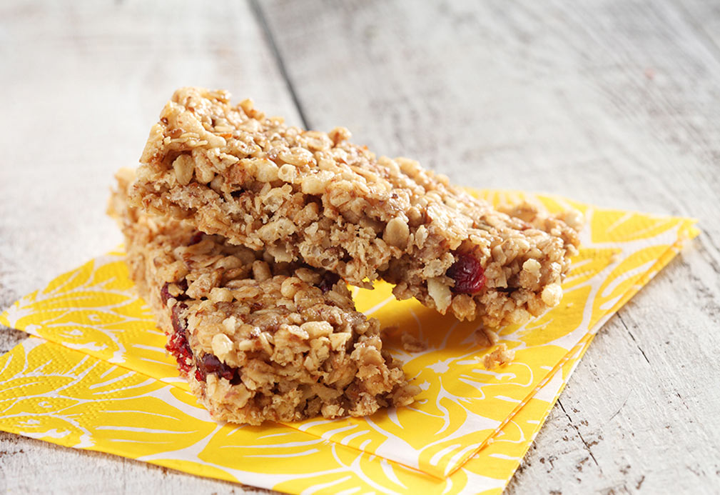 Barras de granola con crema de cacahuate sin hornear