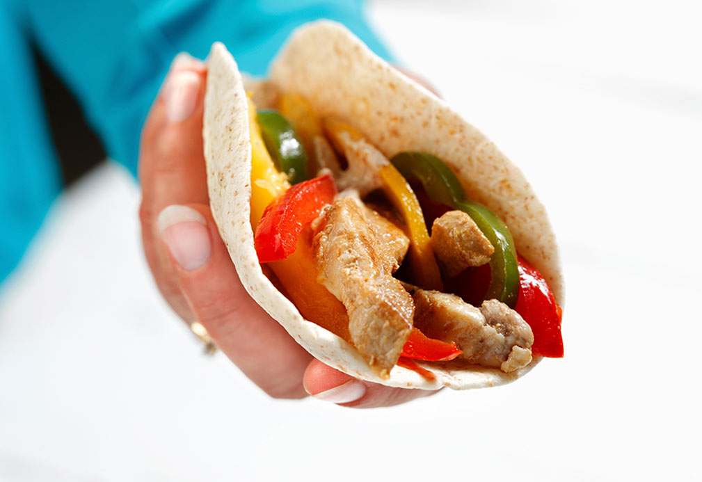 Pork fajita recipe made with canola oil developed by Julie DesGroseilliers