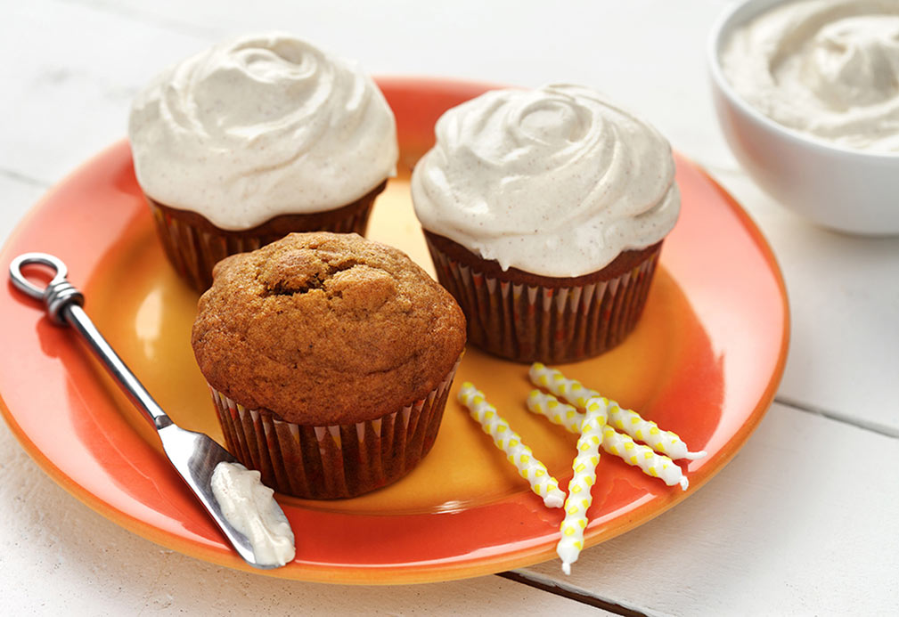 Pumpkin Walnut Cupcakes with Crème Frosting