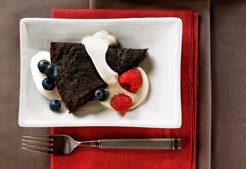 Rich, Warm Brownie Wedges with Java Cream