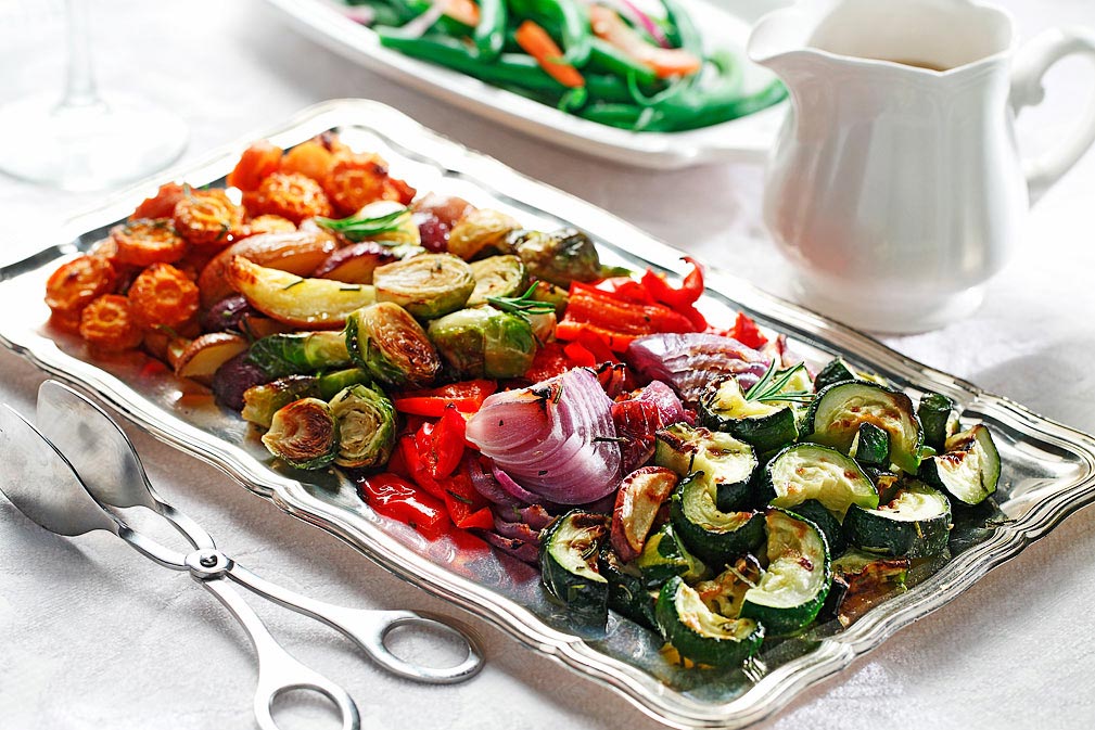 Verduras de invierno con papas tricolor asadas 