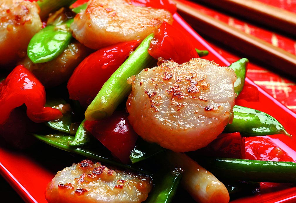 Scallops with Snow Peas recipe made with canola oil