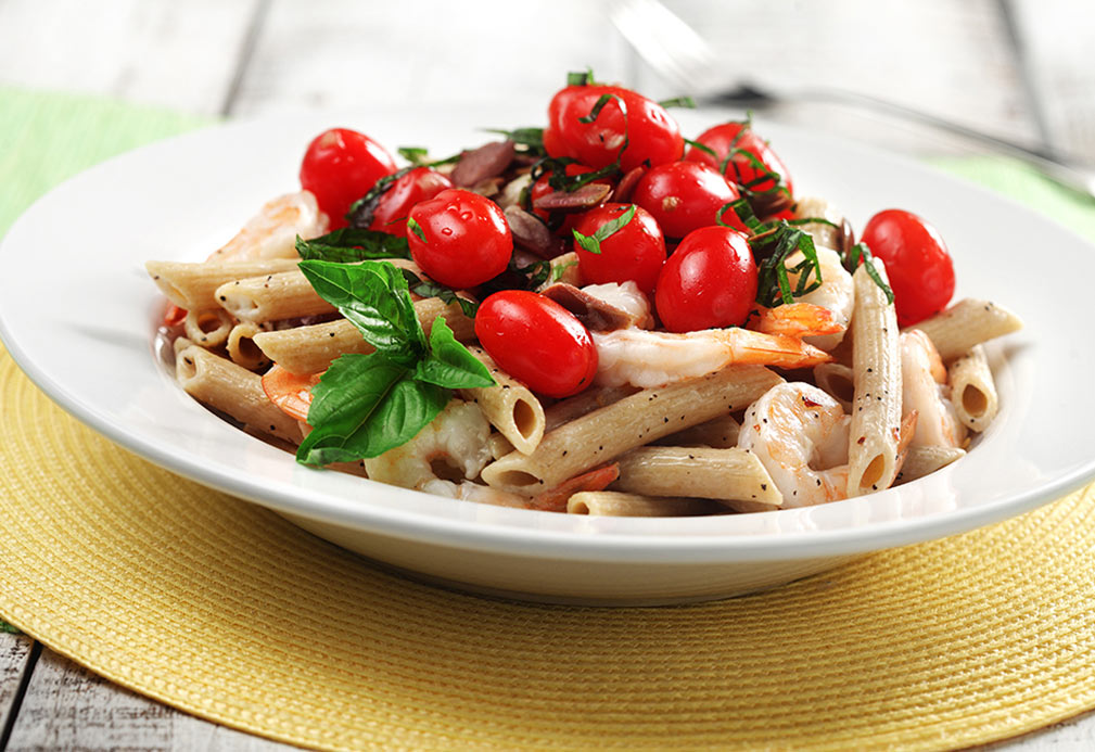 Shrimp and Goat Cheese Penne recipe made with canola oil by Nancy Hughes