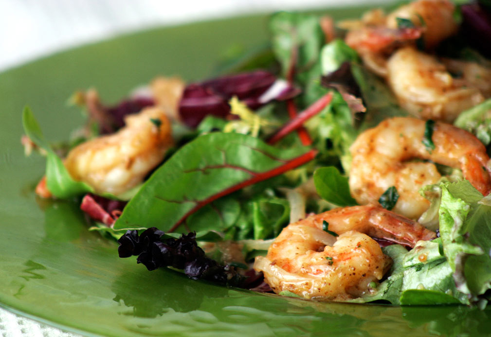 Shrimp Salad with Golden Raisin Vinaigrette recipe made with canola oil by Raghavan Iyer