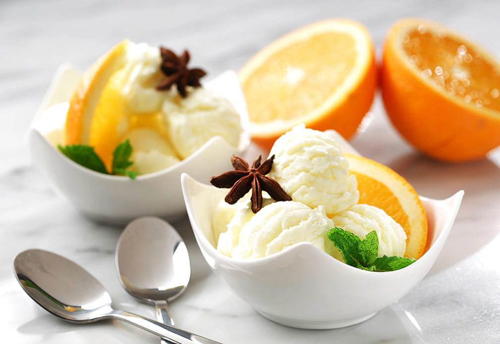 Star Anise and Orange Infused Canola Ice Cream recipe made with canola oil by the Culinary Institute of America