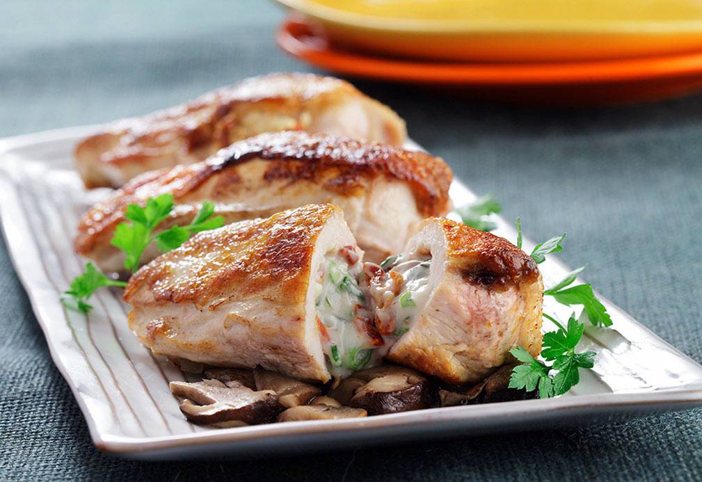 Stuffed Chicken Breast with Mushroom Wine Sauce recipe made with canola oil by Rusty Penno