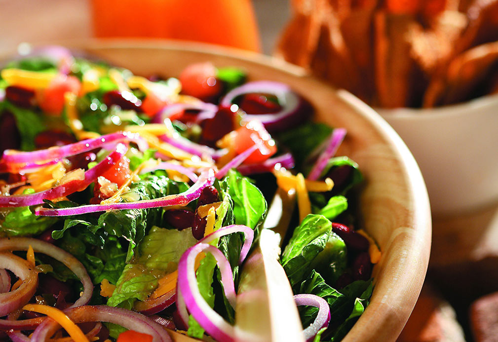 Taco Salad With Homemade Pita Wedges recipe made with canola oil