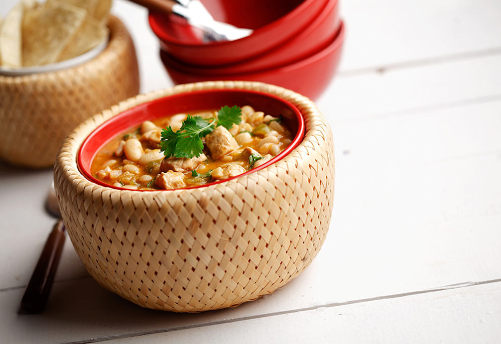 Tomatillo, Bean and Chicken Chili recipe made with canola oil