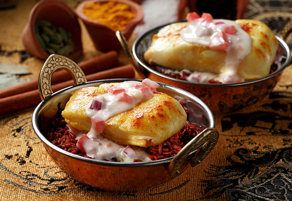 Turmeric Rubbed Wild Halibut with Cracked Black Pepper recipe made with canola oil by Raghavan Iyer