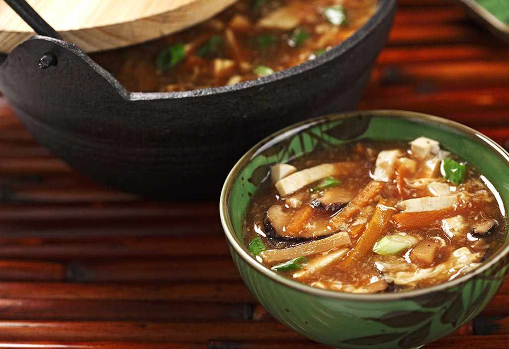 Vegetarian Hot and Sour Soup recipe made with canola oil by Stella Fong