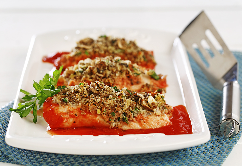 Poisson blanc avec garniture duxelles