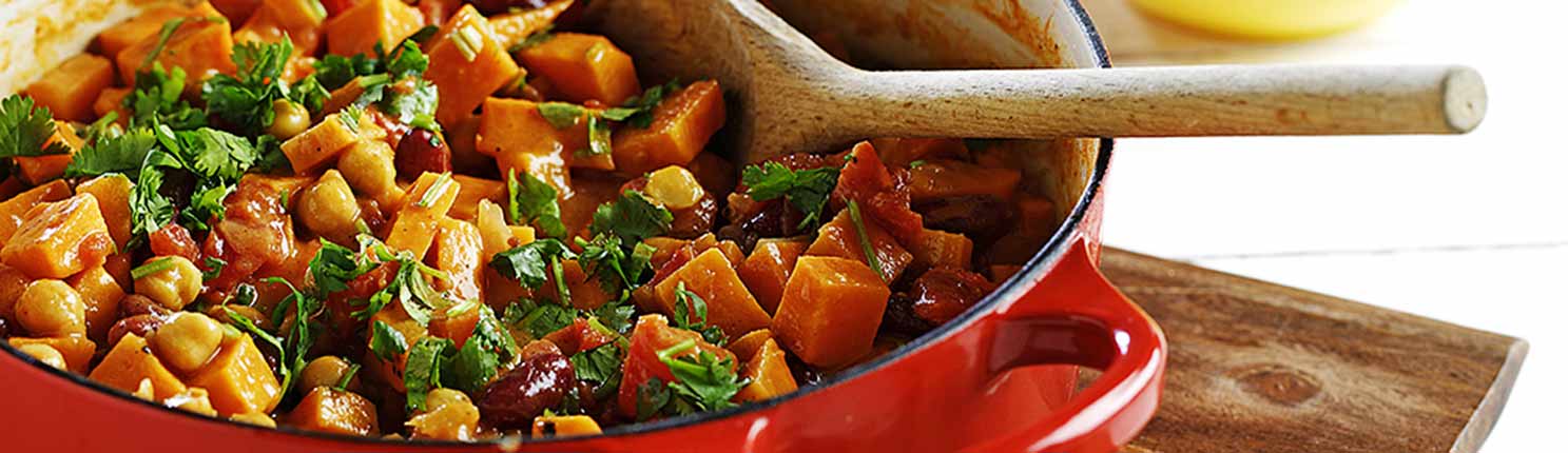 Curried Sweet Potato & Peanut Stew with canola oil