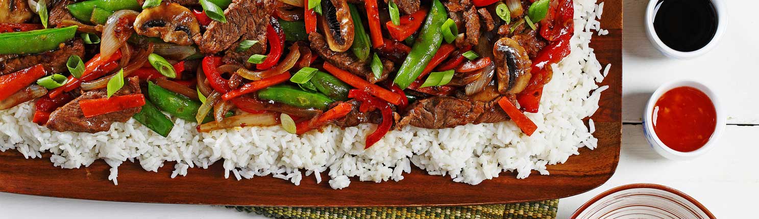 Ginger Beef Stir Fry with Rice made with canola oil