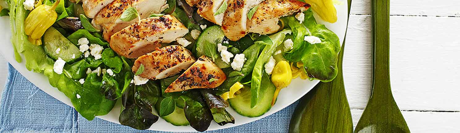 Grilled Chicken with Pepperoncini Butter Lettuce Salad with canola oil