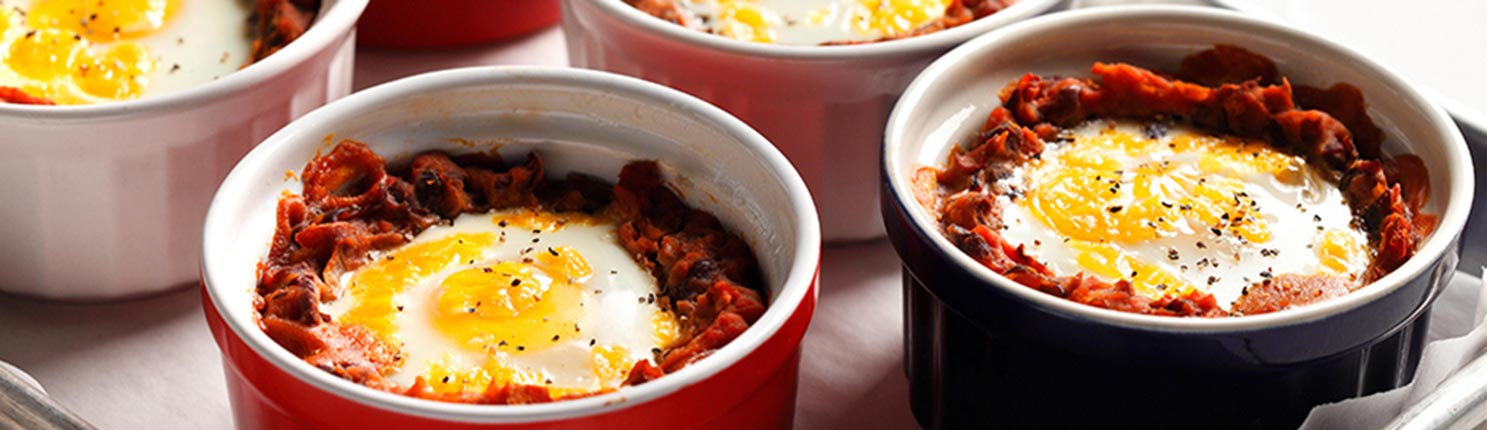 Mexican Baked Eggs on Black Beans made with canola oil 