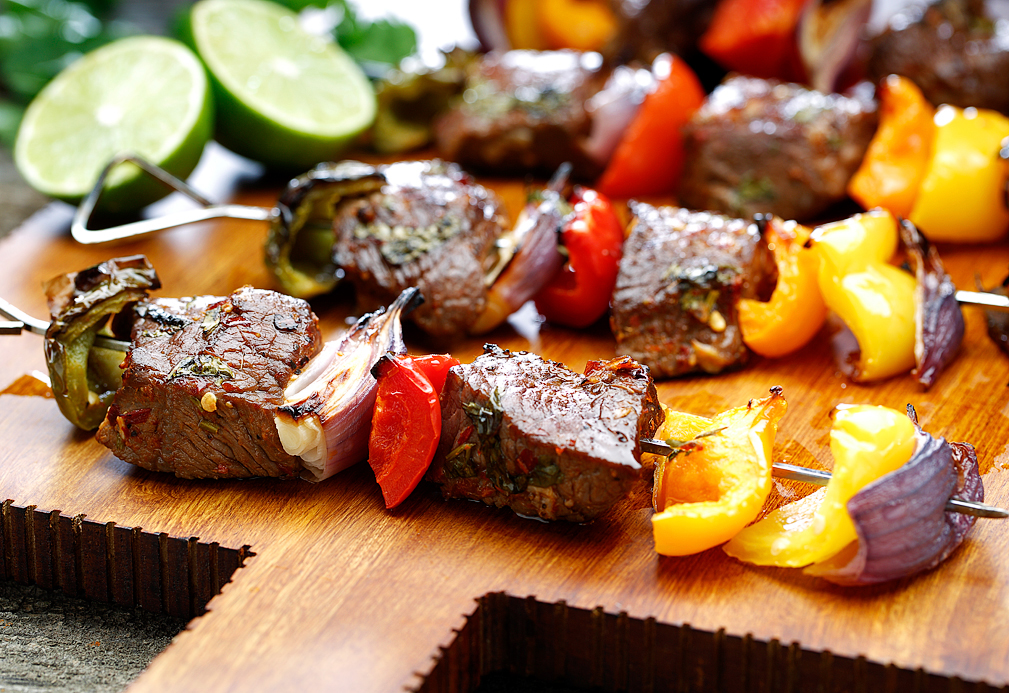 Latin Fusion Sirloin Skewers recipe made with canola oil by Manuel Villacorta