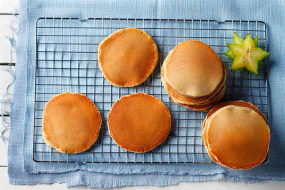 Golden Pancakes recipe made with canola oil